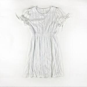 Anthropologie Eri + Ali Cotton Lace Crochet Short Sleeve White Midi Dress